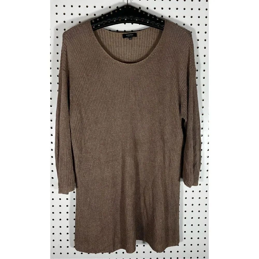 Babaton silk/linen taupe ribbed top size M